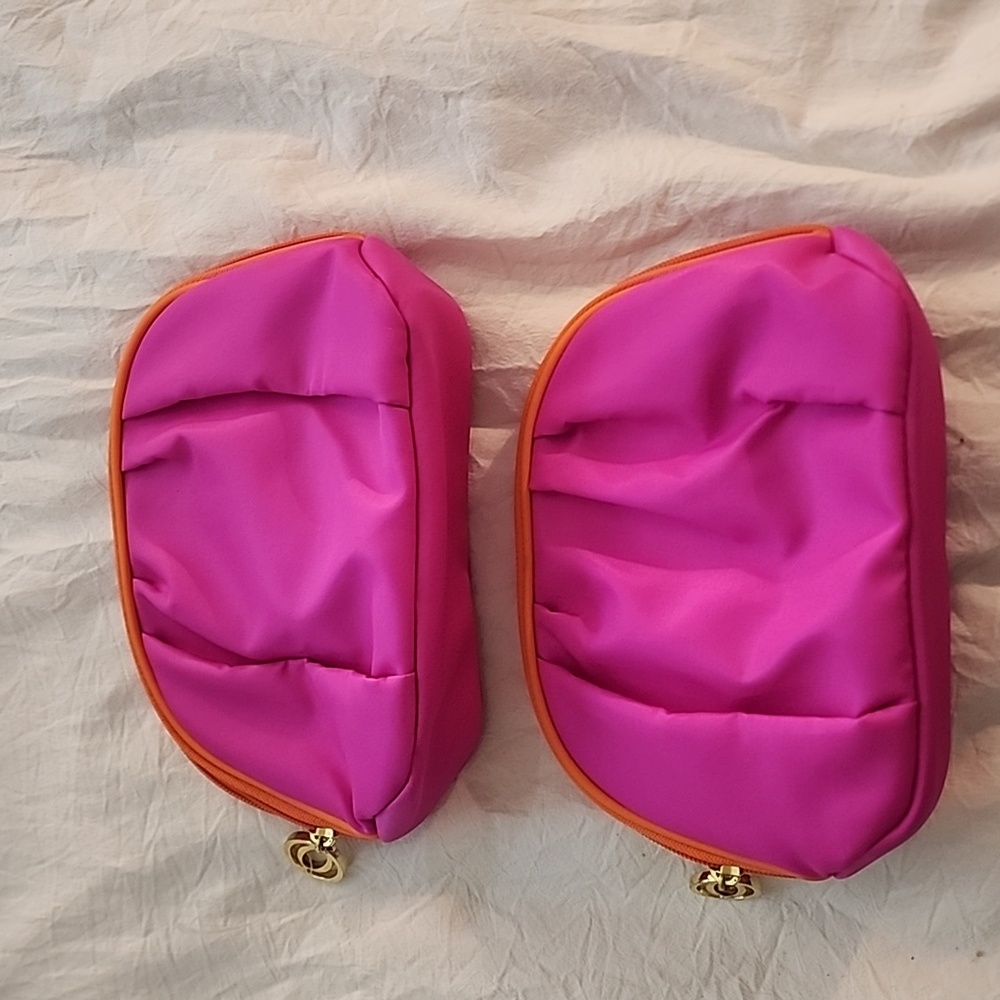 2pk quo make up bag in hot pink & orange
